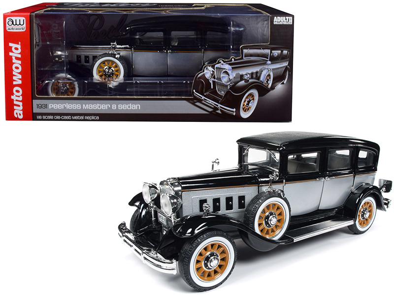1931 Peerless Master 8 Sedan Black and Silver Limited Edition to 1,500 pieces Worldwide 1/18 Diecast Model Car by Autoworld