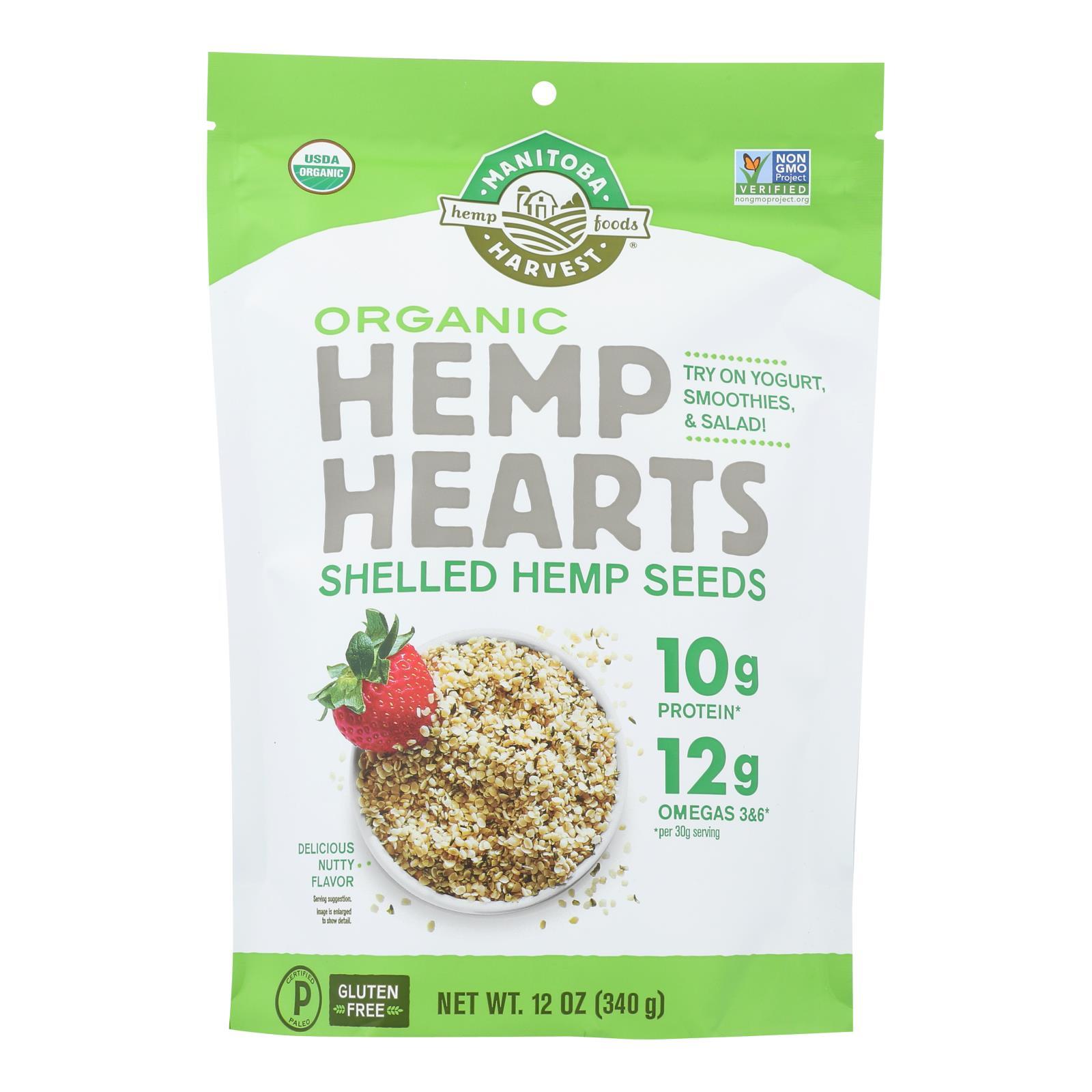 Manitoba Harvest Certified Organic Hemp Hearts Shelled Hemp Seed- Case of 6 – 12 oz