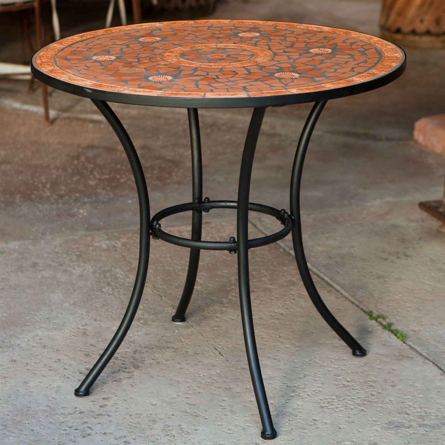 Round Outdoor Patio Bistro Table With, Mosaic Tiles Round Outdoor Coffee Table