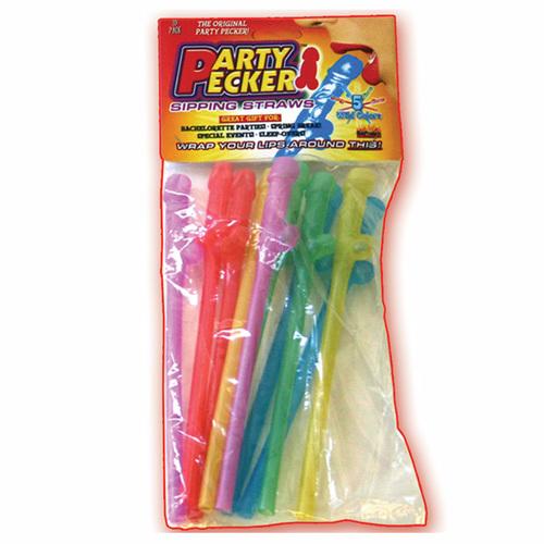 Party Pecker Straws. Asst. Color (10/Bg)