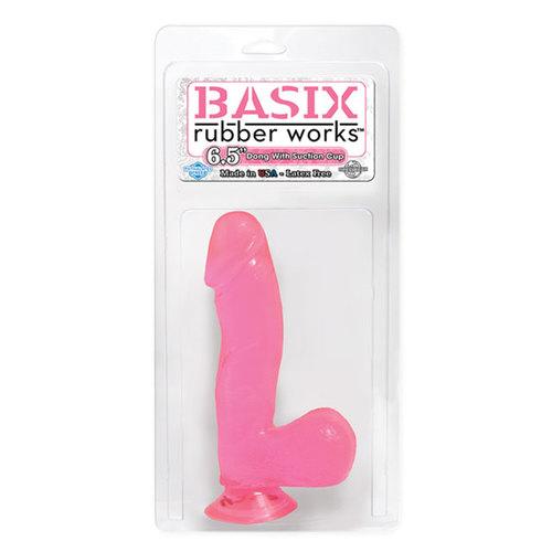 Basix 6.5in. Dong w/Suction Cup Pink
