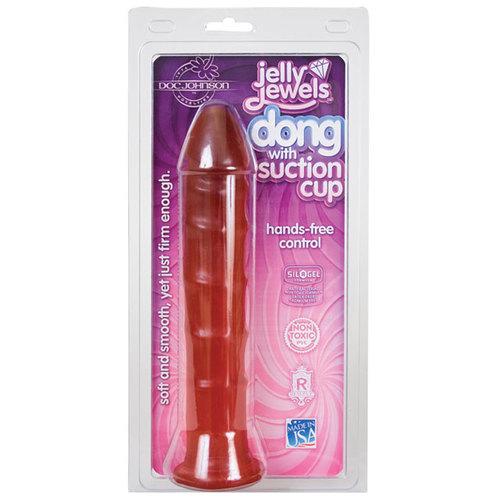 Jelly Jewel Dong W/ Suction Cup (Ruby)