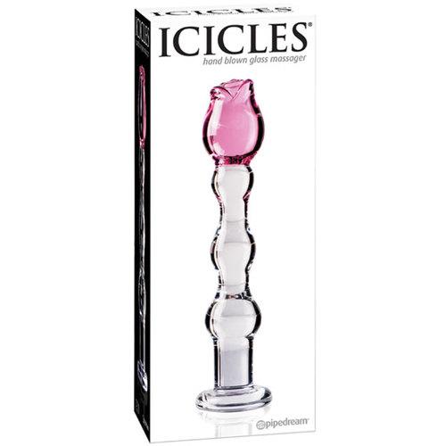 Icicles No. 12- Glass Dong W/Flwr On Top