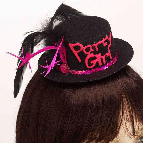 Party Girl Mini Hat Hair Clip-Blk