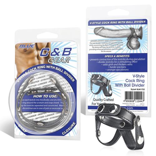 CB Gear V-style cock ring w/ball divider