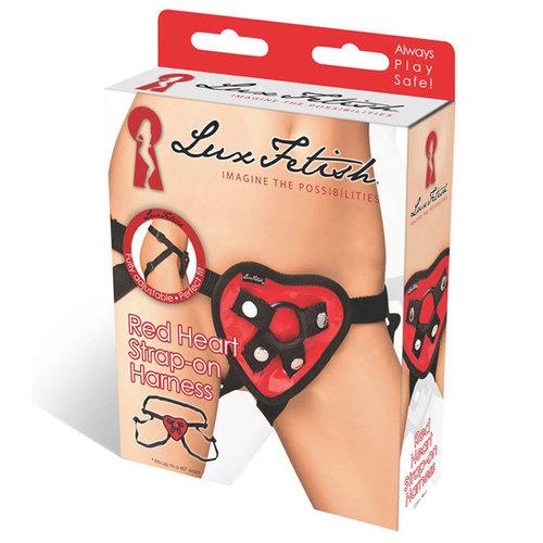 Lux Fetish Red Heart Strap-on Harness
