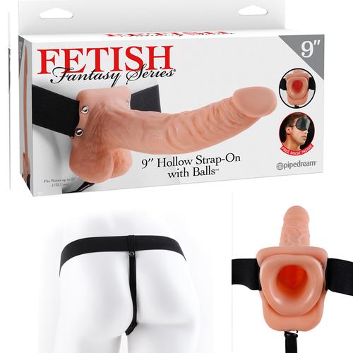 FF 9in Hollow Strap-On with Balls Flesh