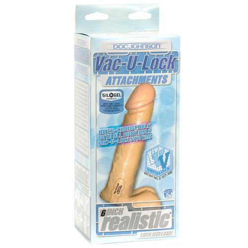 Vac-U-Lock 6in Realistic Cock White