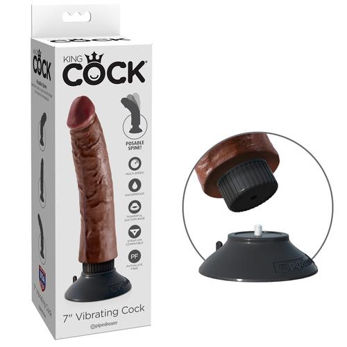 King Cock 7in Vibrating Cock Brown