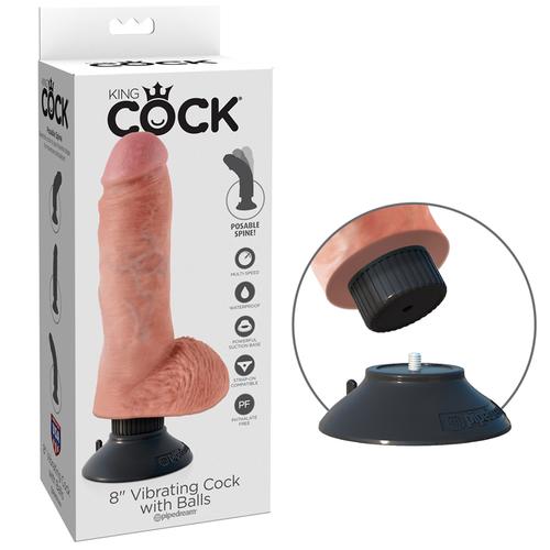 King Cock 8in Vibrating Cock W/Balls Fl