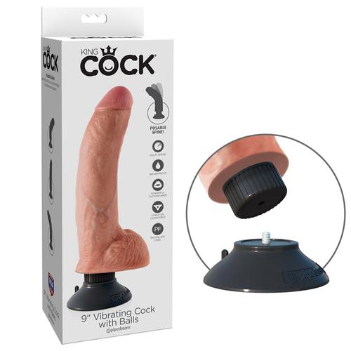 King Cock 9in Vibrating Cock W/Balls Fl