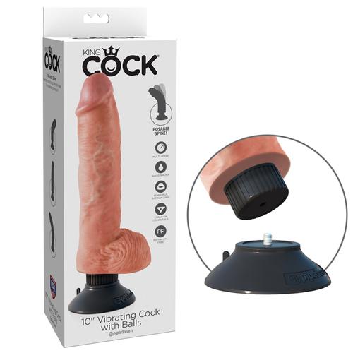 King Cock 10in Vibrating Cock W/Balls Fl