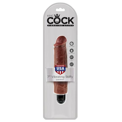 King Cock 7in Vibrating Stiffy Brown