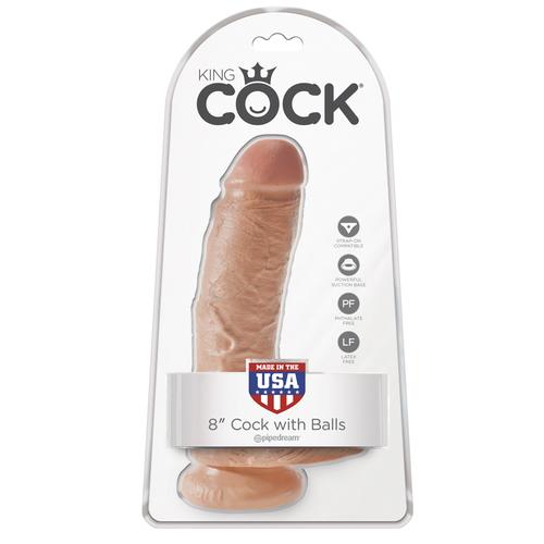 King Cock 8in Cock with Balls - Tan