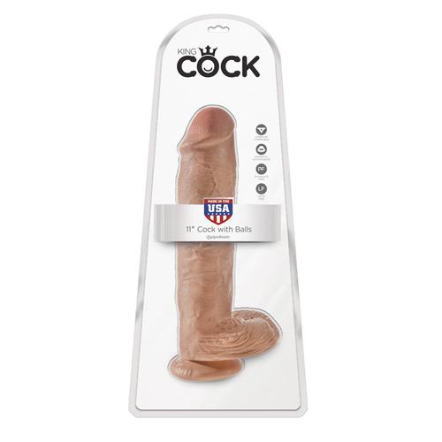 King Cock 11in Cock with Balls - Tan