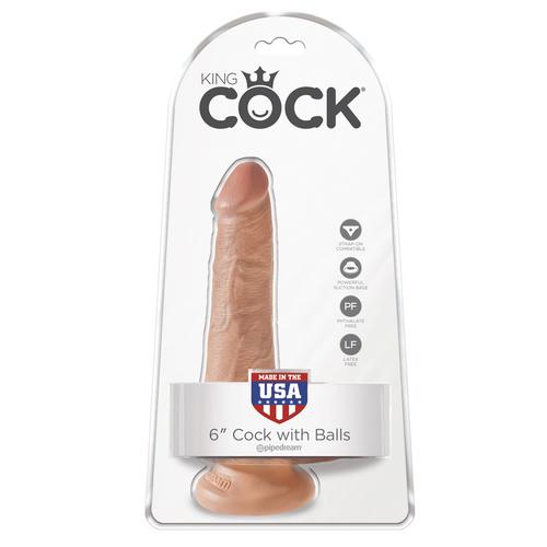 King Cock 6in Cock with Balls - Tan