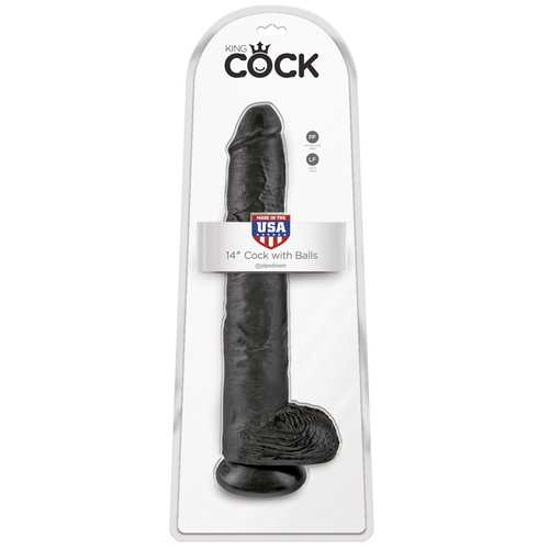 King Cock 14in Cock with Balls - Black