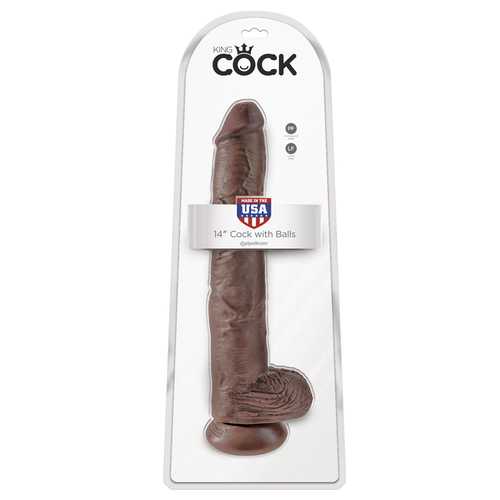King Cock 14in Cock with Balls - Brown