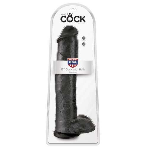 King Cock 15in Cock with Balls - Black