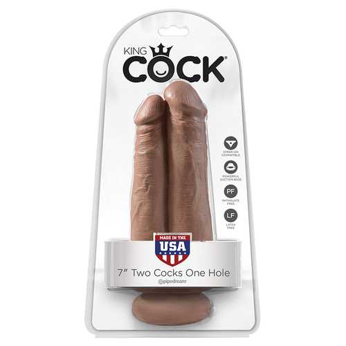 King Cock 7in Two Cocks One Hole Tan