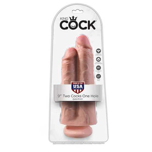 King Cock 9in Two Cocks One Hole Flesh