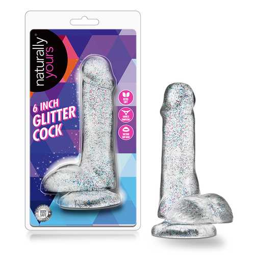 Naturally Yours 6in Glitter Cock Clear