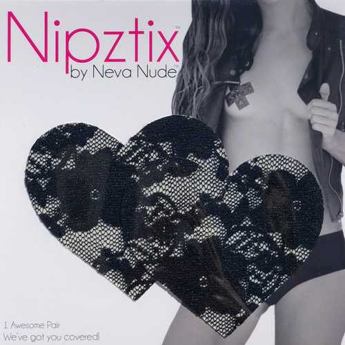 Neva Nude Pasty Heart Lace Black