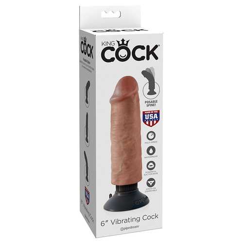 King Cock 6in Vib Cock Tan