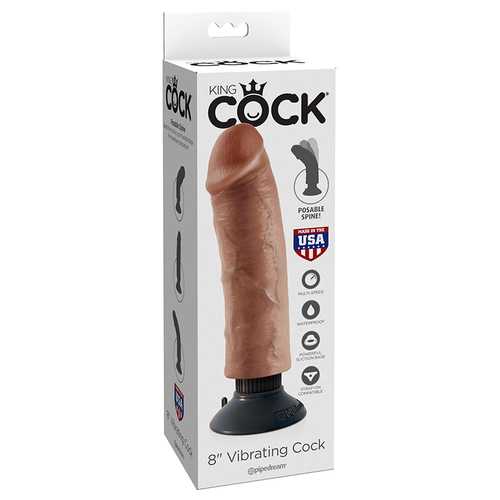 King Cock 8in Vib Cock Tan
