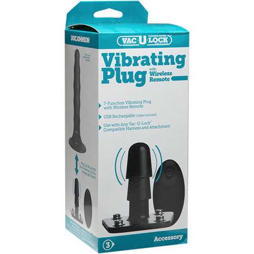 Vac-U-Lock Vibe Plug W/Snaps&Remote Bk