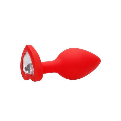Diamond Heart Butt Plug - Large - Red
