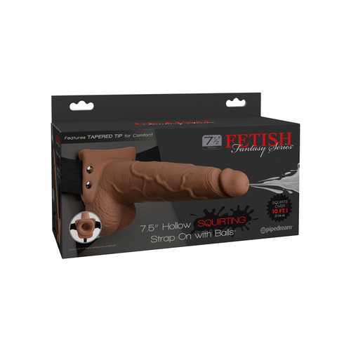 FF 7.5in Hollow SquirtStrap-On Balls Tan