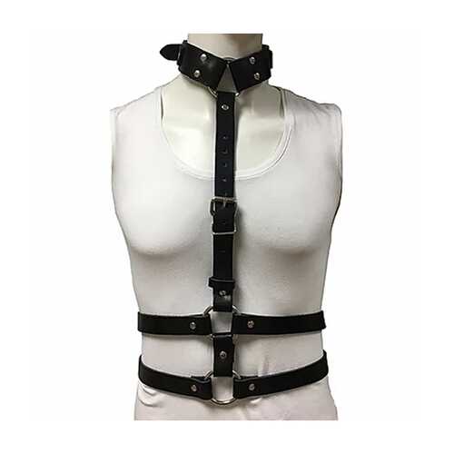 Female Chest Harness with Choker -BLACK