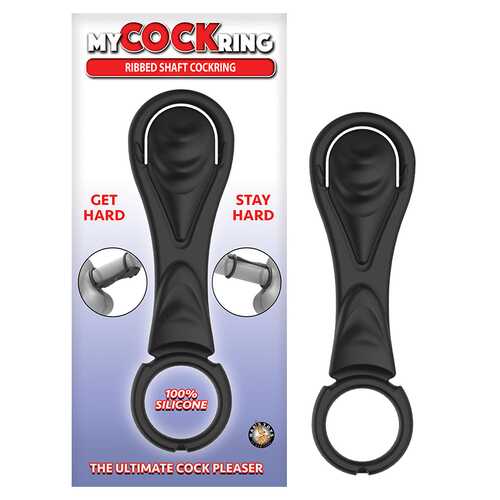 My Cockring Ribbed Shaft Cockring Black