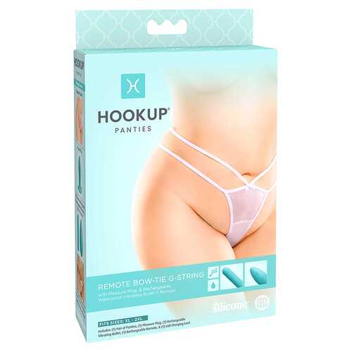 Hookup Remote Bow-Tie G-String Wh XL-XXL