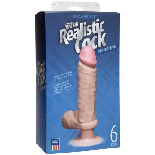 Realistic Cock - Vibrating - 6in White