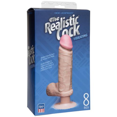 Realistic Cock - Vibrating - 8in White