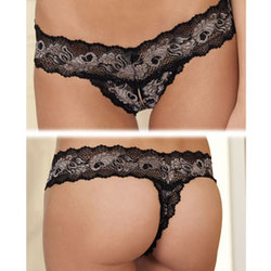Crotchless Lace V-Thong S/M