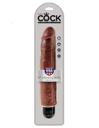 King Cock 10in Vibrating Stiffy Brown