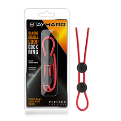 Stay Hard - Sili Dbl Loop Cock Ring Red