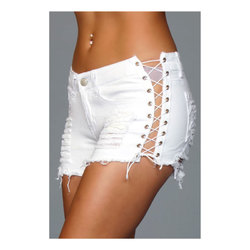 Denim Shorts With Lace Up Side Wht Lrg