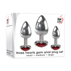 A&E Three Hearts Gem Anal Plug Kit
