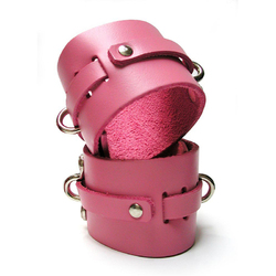 KL Pink Bound Leather Wrist Cuffs