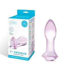 Glas 5" Rosebud Glass Butt Plug