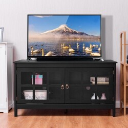 50" TV Stand Modern Wood Storage Console with 2 Doors