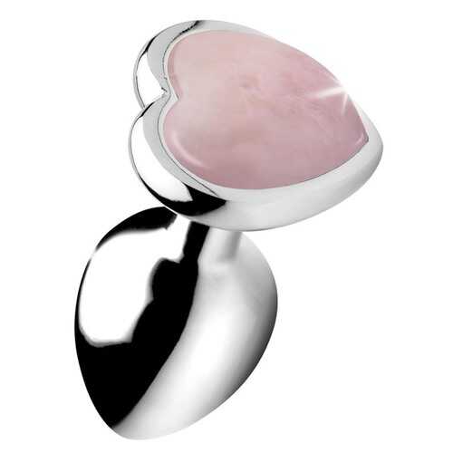 Authentic Rose Quartz Gemstone Heart Anal Plug - Small