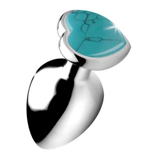 Authentic Turquoise Gemstone Heart Anal Plug - Large