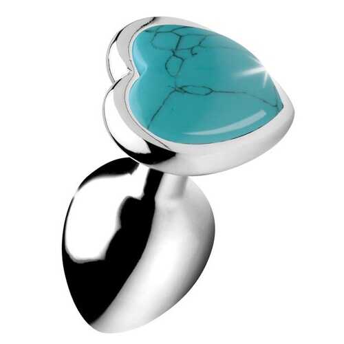 Authentic Turquoise Gemstone Heart Anal Plug - Small