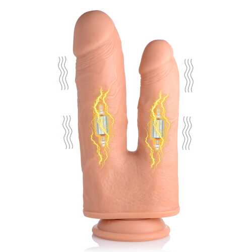 Vibrating and Rotating Remote Control Silicone Double Dildo