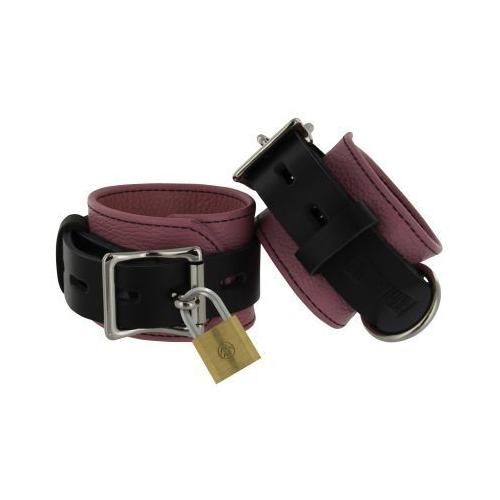 Strict Leather Pink and Black Deluxe Locking Ankle Cuffs